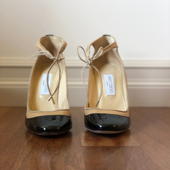 Jimmy Choo Black & Nude Mary Jane Heels - Picture 5 of 6